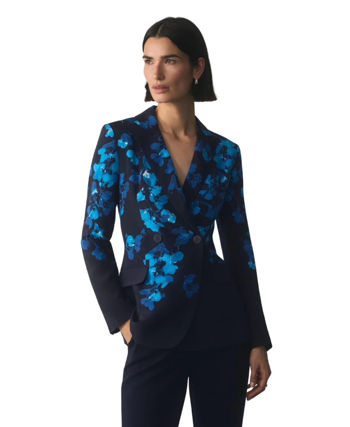 Knighton Double-Breasted Floral-Print Silk Blazer by The Fold
