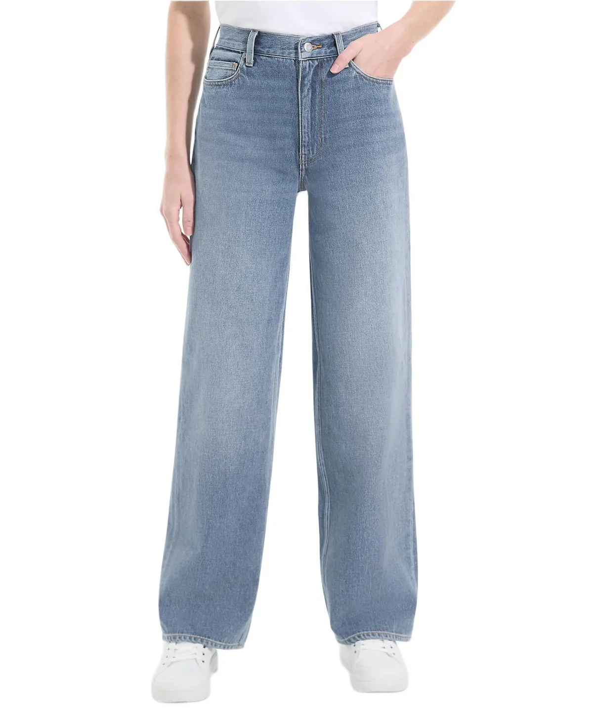 Rigid Denim Mid Rise Baggy Jeans by Lands' End