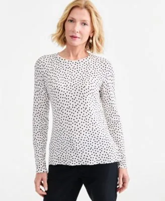 Printed Fine Gauge Crewneck Sweater by Style & Co
