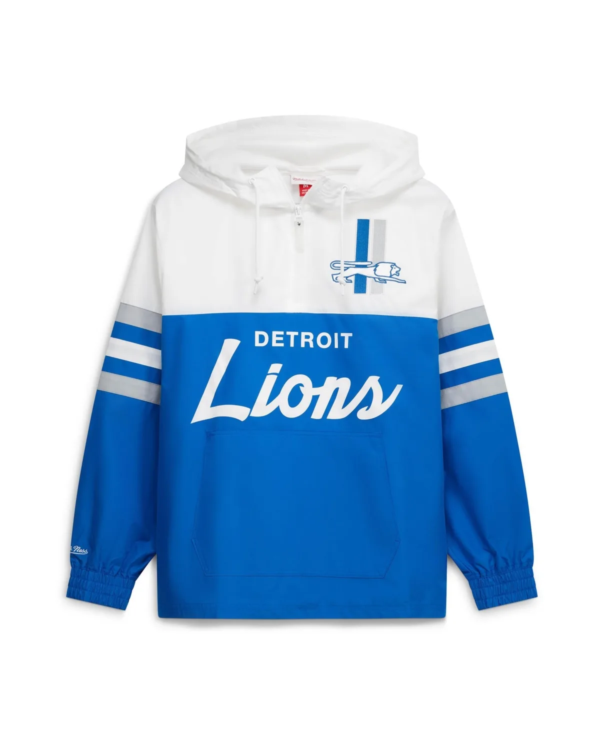 Detroit Lions Head Coach Quarter-Zip Hooded Windbreaker Jacket by Mitchell & Ness