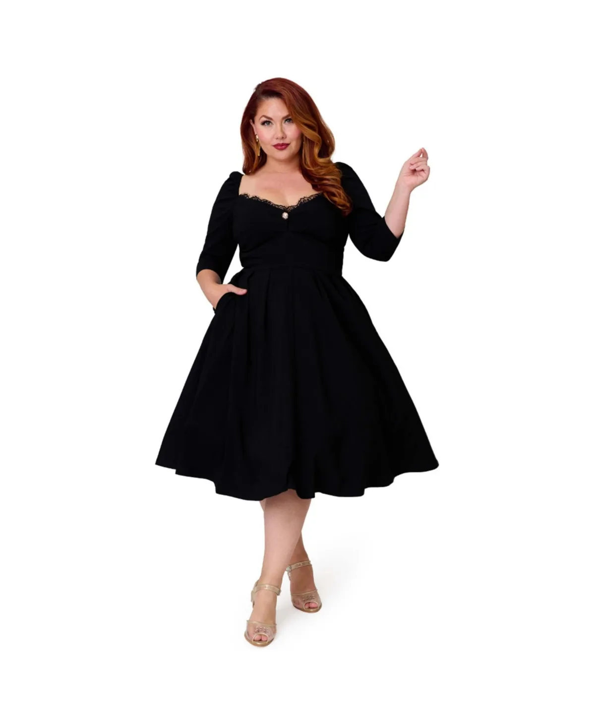1950s Sweetheart Neckline Lamar Swing Dress
