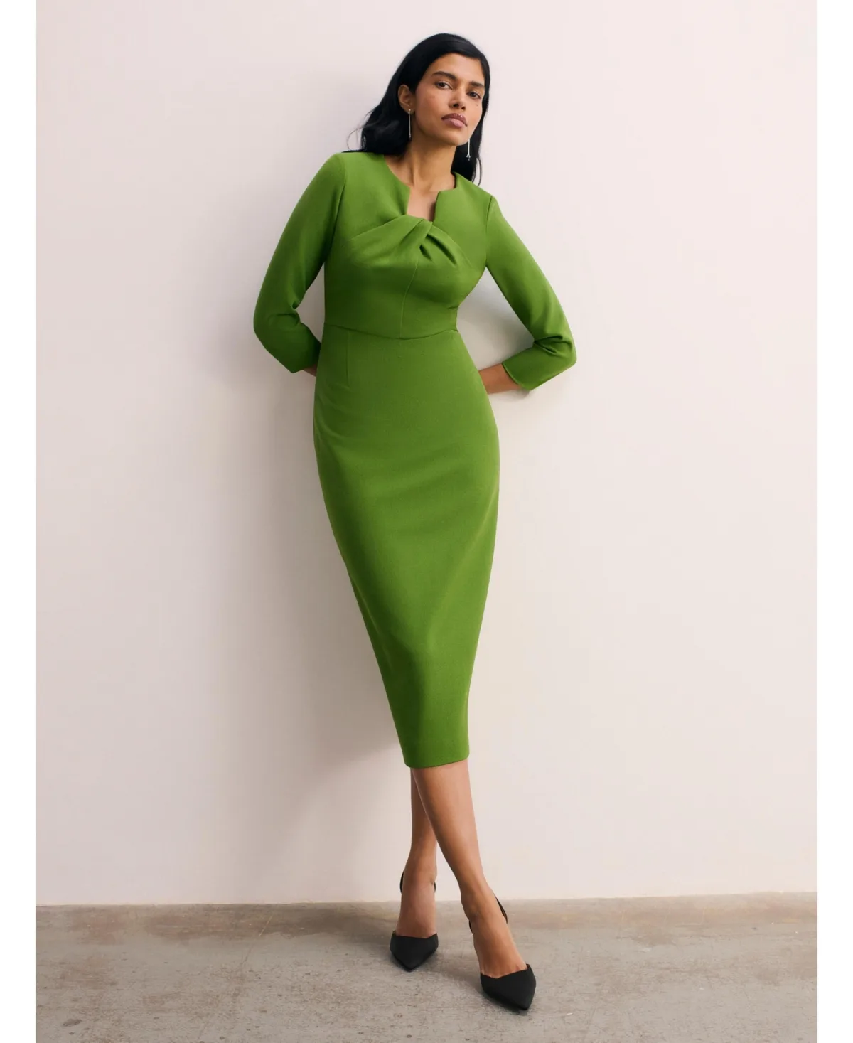 Sculpted Keyhole Midi Sheath Dress by The Fold