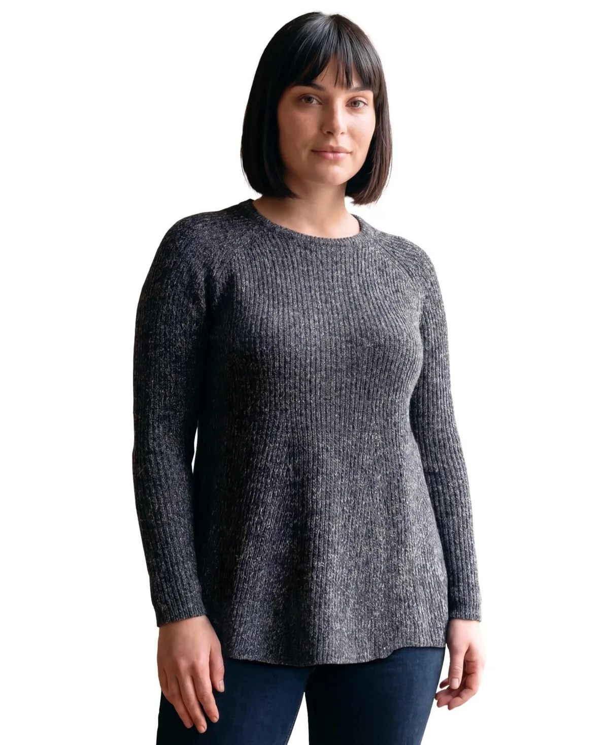 Tia Curved Hem Tunic Sweater by Avenue