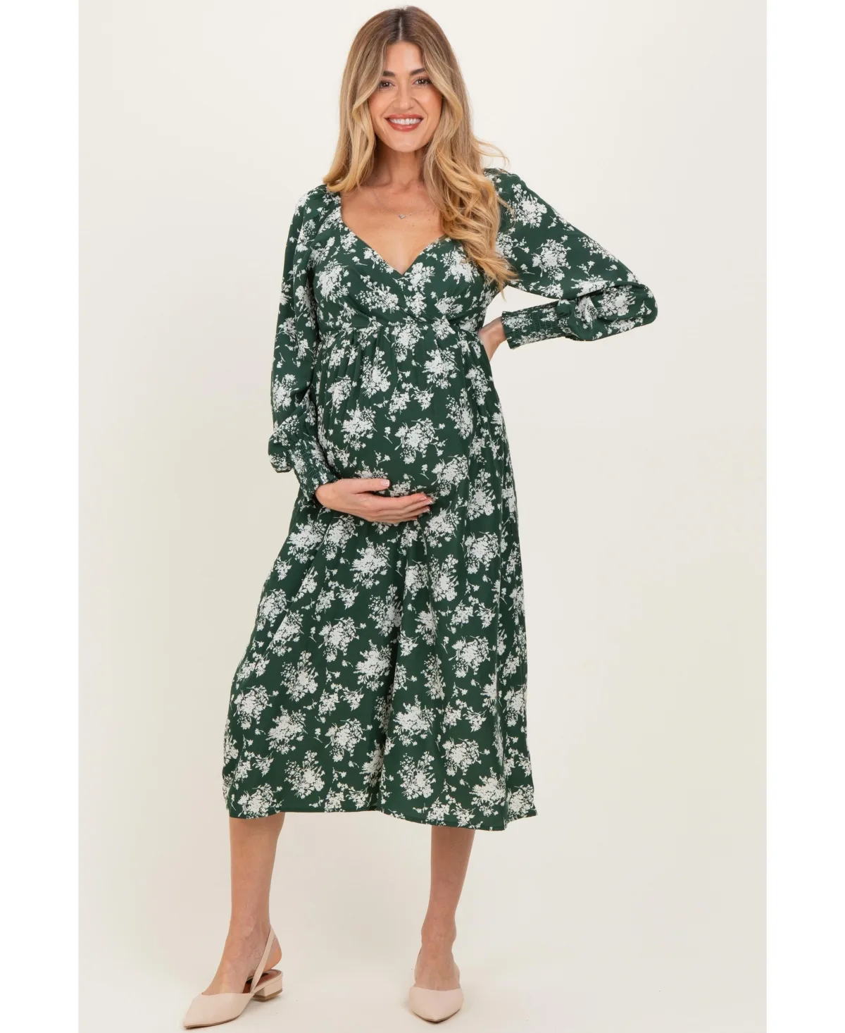 Floral Crossover Neckline Midi Dress by PinkBlush