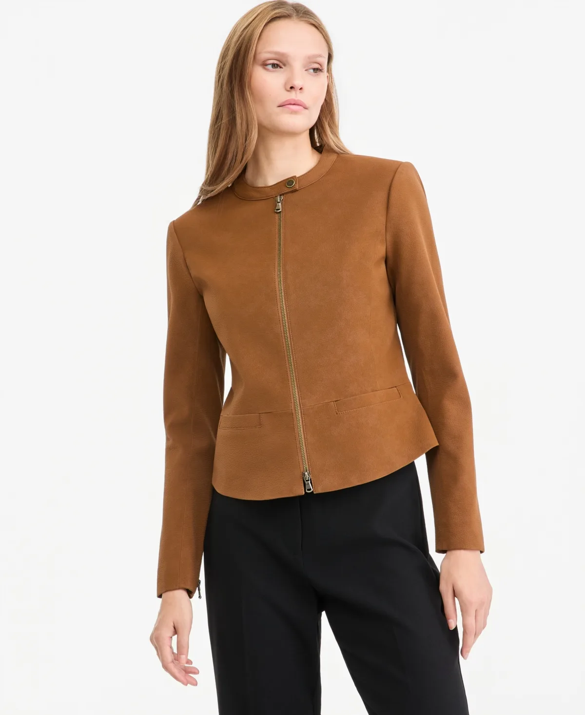 Serena Faux-Suede Short 2-Way-Zipper Jacket