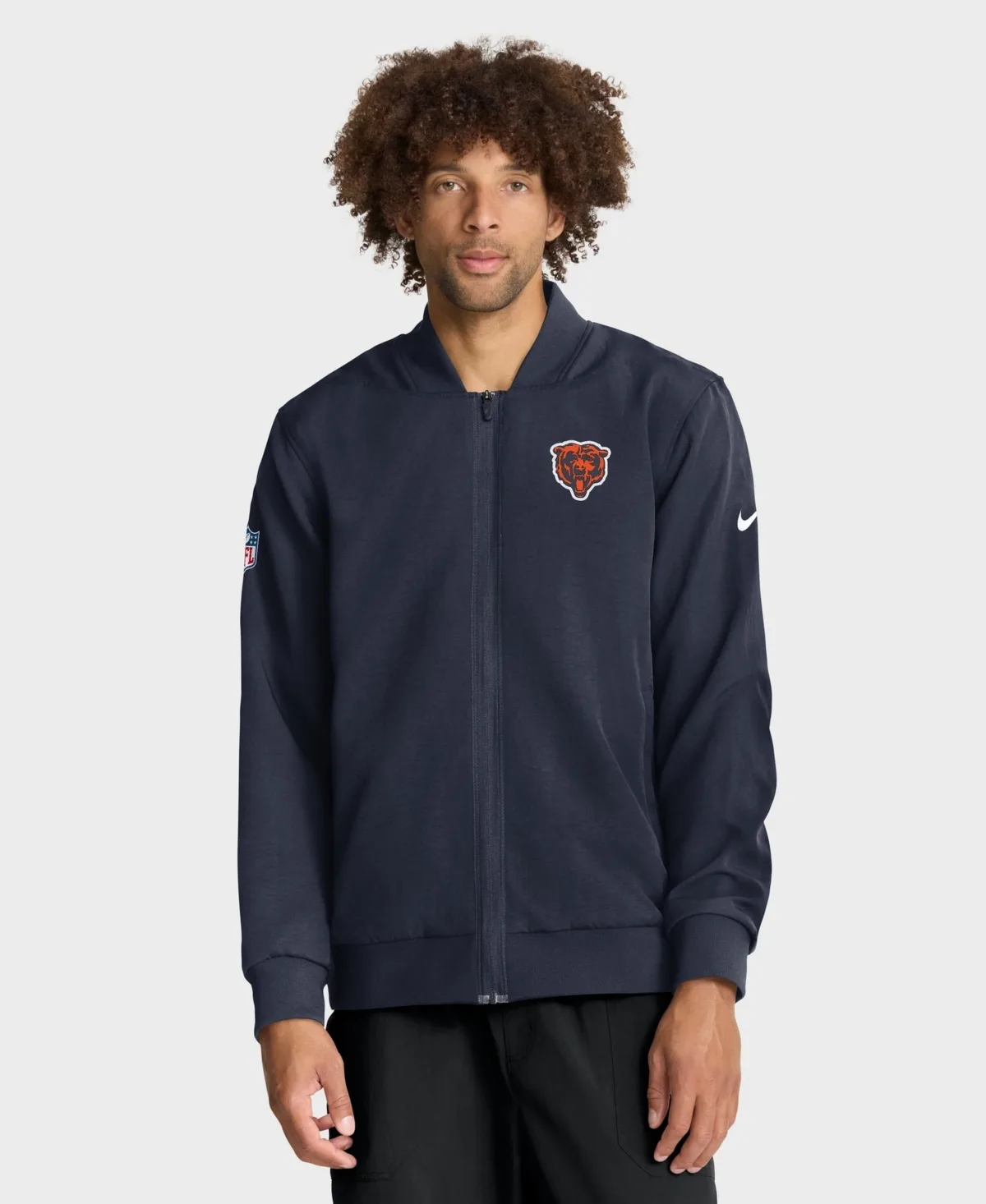Chicago Bears Sideline Powerful Blocking Full-Zip Dri-Fit Bomber Jacket by Nike