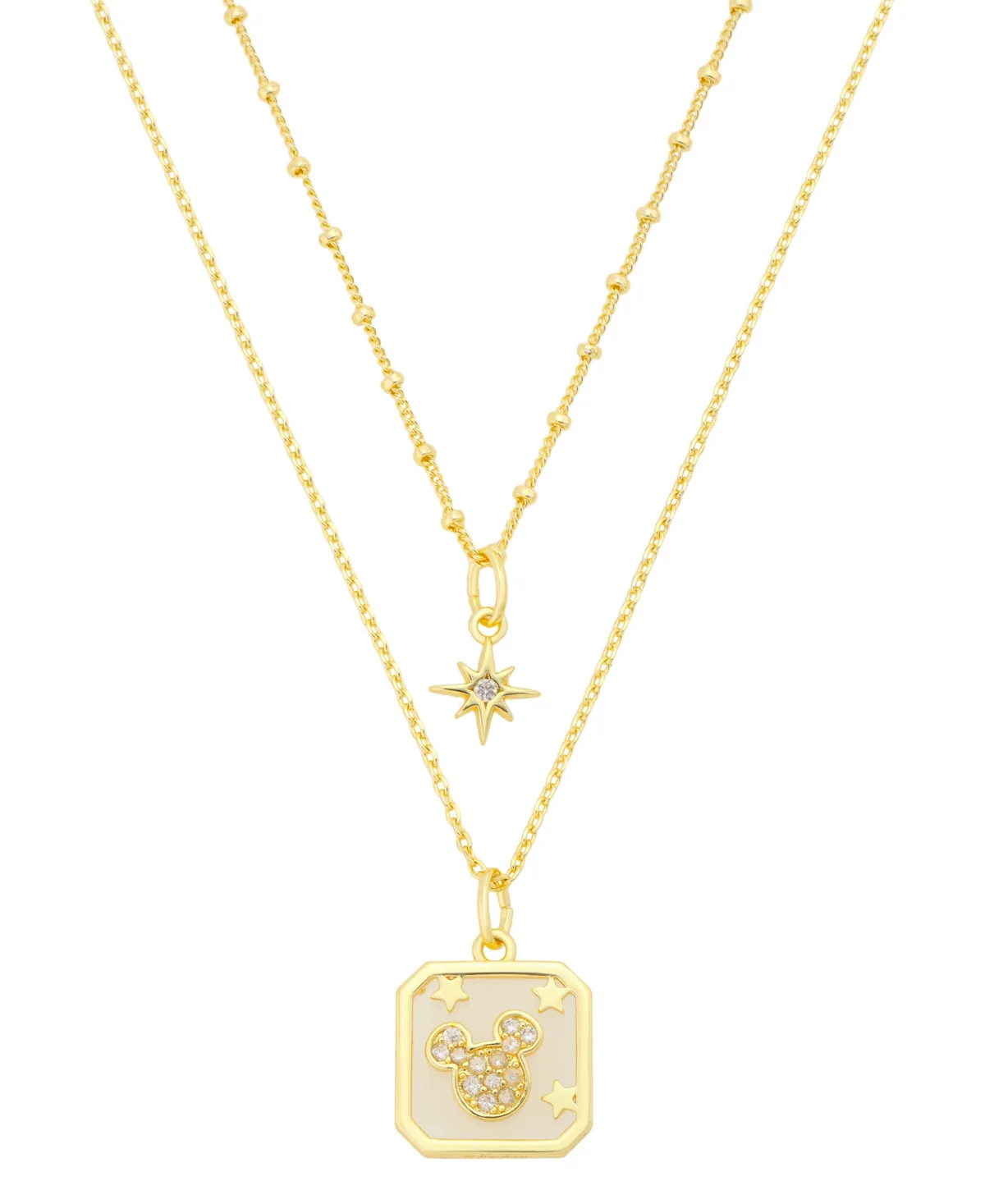 Cubic Zirconia Gold-Tone Mickey Layered Necklace by Disney