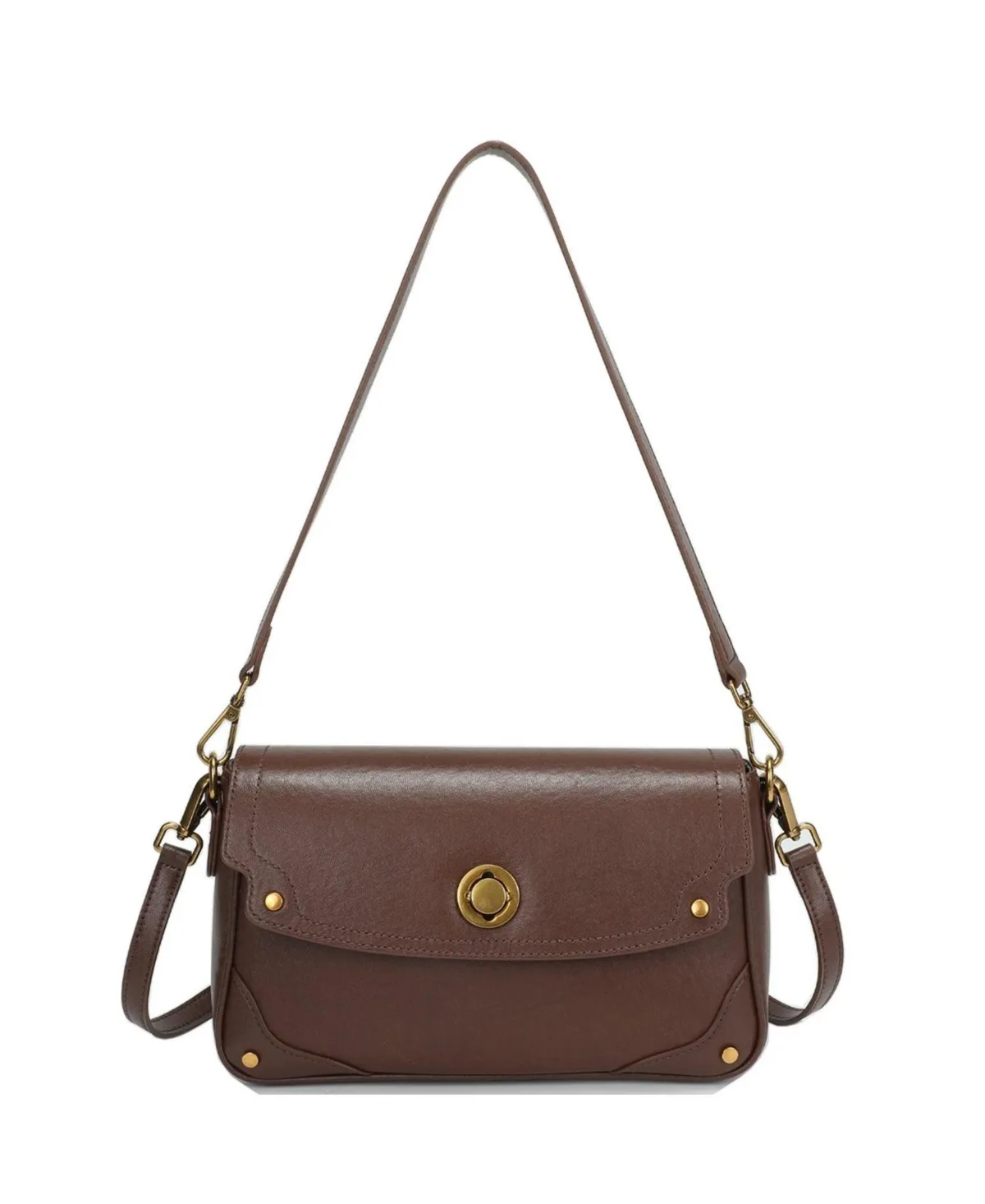 Mila Leather Shoulder Bag Convertible Crossbody Purse with Gold Hardware by Susu