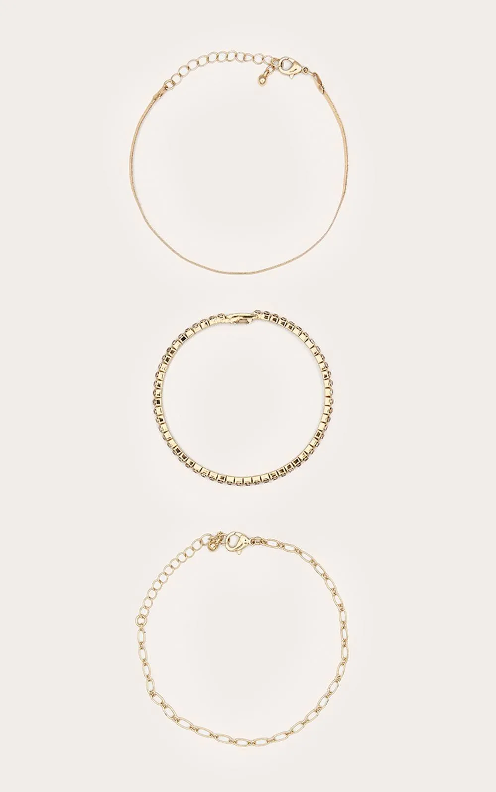 Diamante Bangle & Chain MultiPack Bracelet by PrettyLittleThing