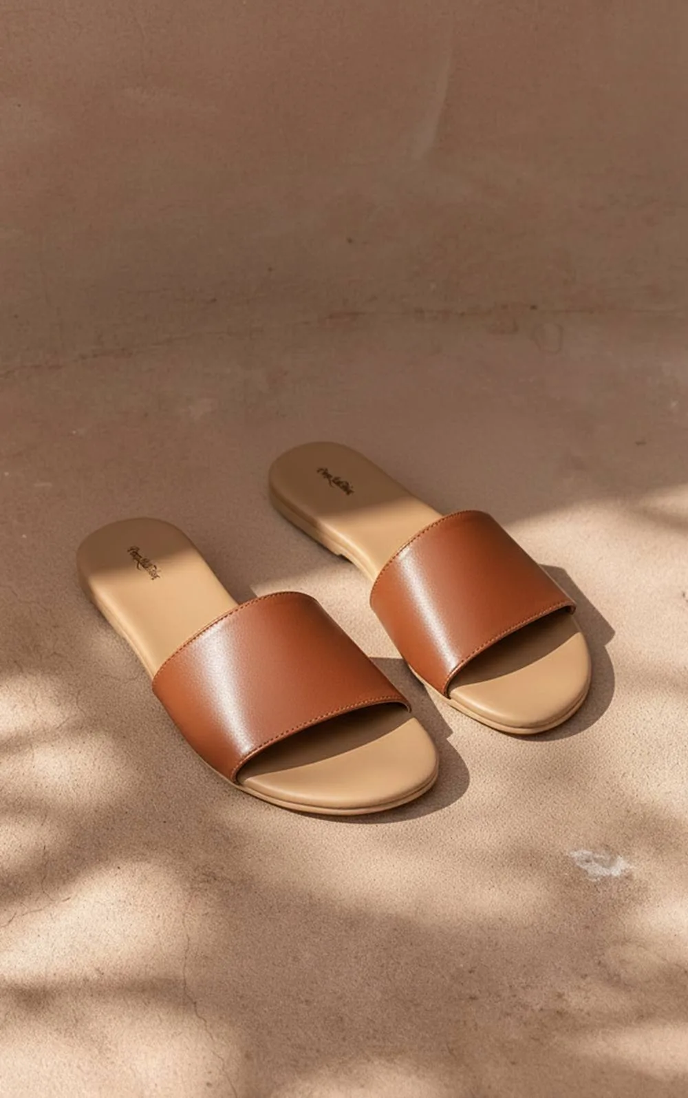PU Round Toe Flat Sandal by PrettyLittleThing