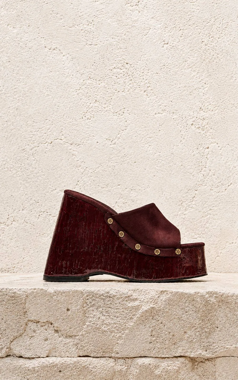 Faux Suede Studded Mule Wedges by PrettyLittleThing