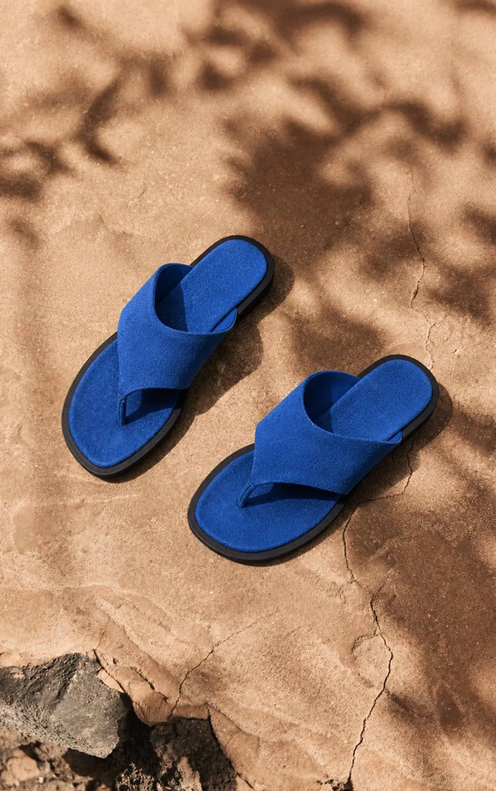 Faux Suede High Vamp Toe Thong Flat Sandal