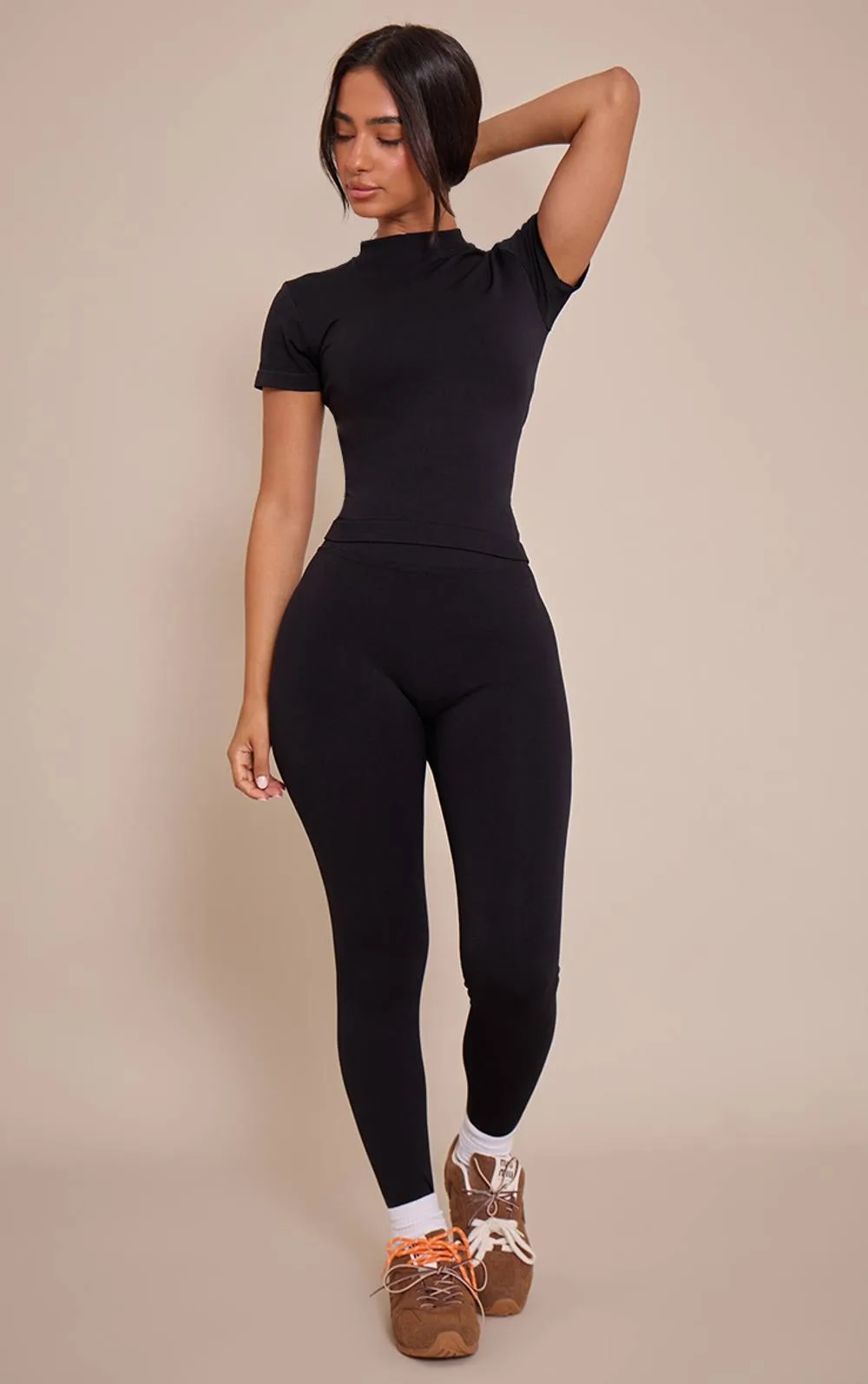 Seamless Logo High Waist Scrunch Bum Leggings by PrettyLittleThing