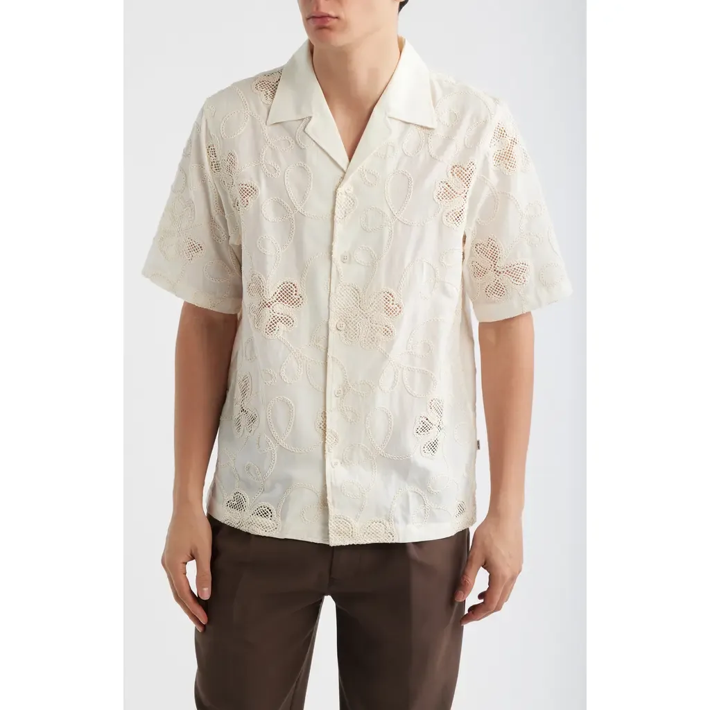 Ben Embroidered Detail Organic Cotton Camp Shirt