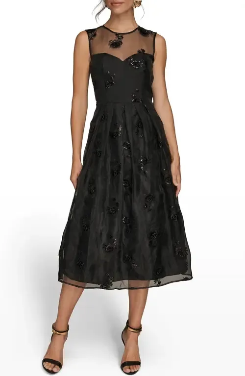 Sequin Mesh Sleeveless Midi Dress by Donna Karan New York