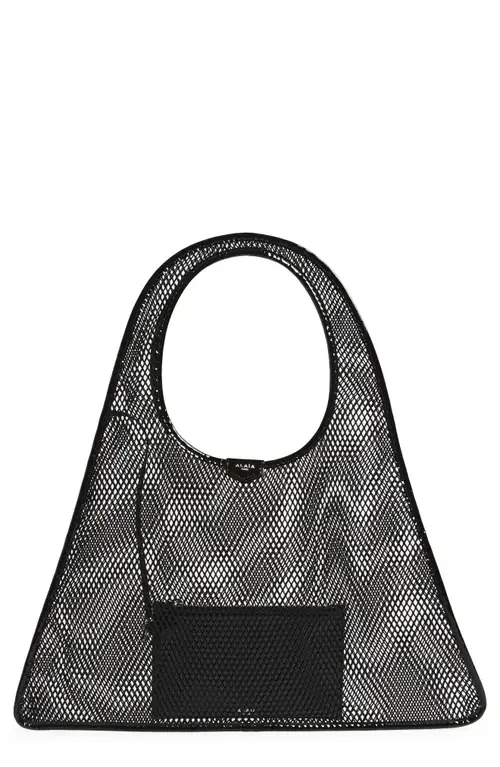 One-Piece Fishnet & Patent Leather Shoulder Bag by Alaïa