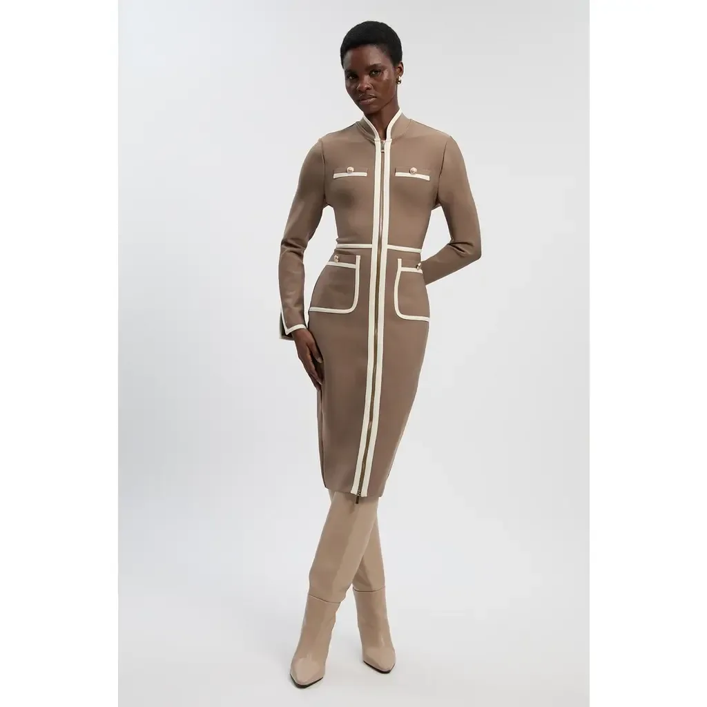 Bandage Military Piping Midi Dress by Karen Millen