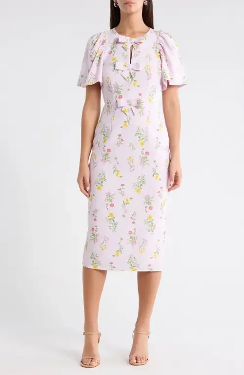 Margote Floral Bow Midi Dress by SUGARLIPS