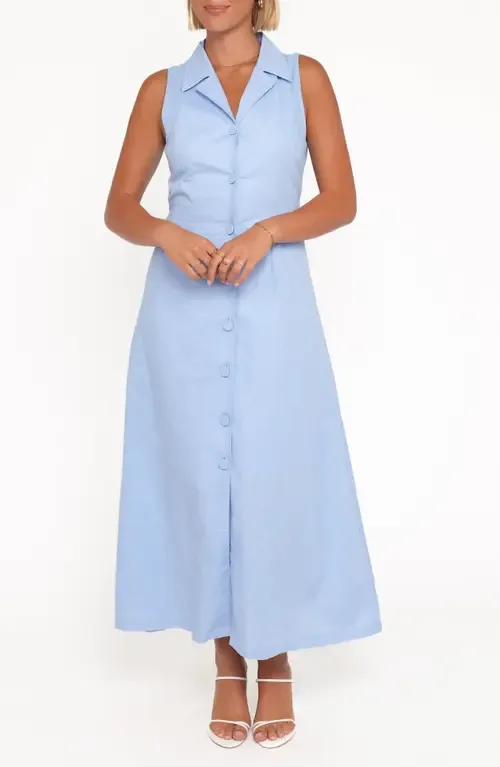 Galia Sleeveless Cotton & Linen Maxi Shirtdress