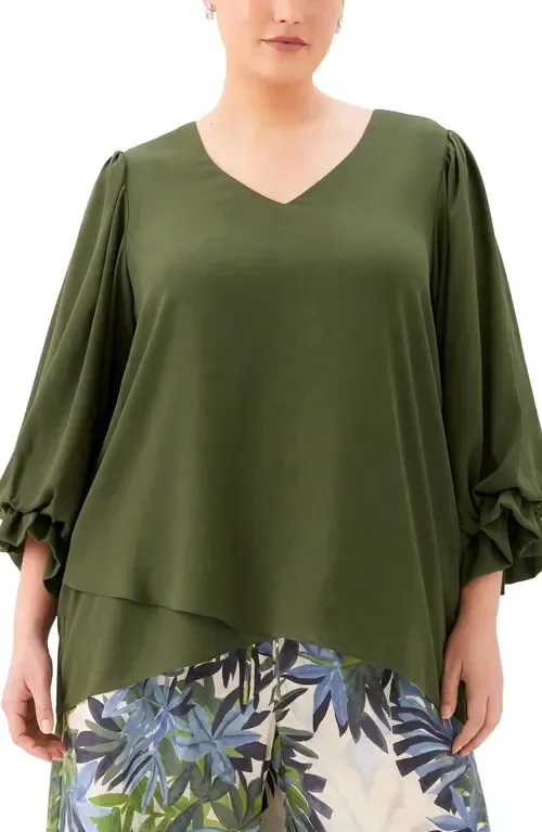Layered Sleeve Asymmetric Top