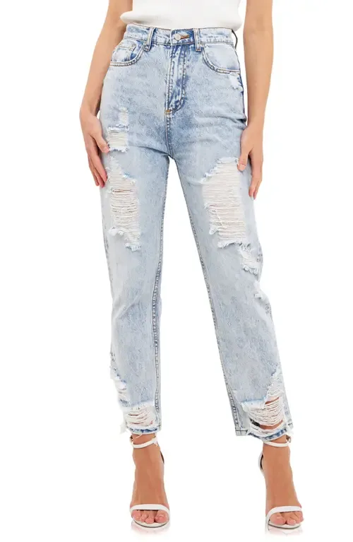 Ripped Straight Leg Nonstretch Jeans - Denim by Grey Lab