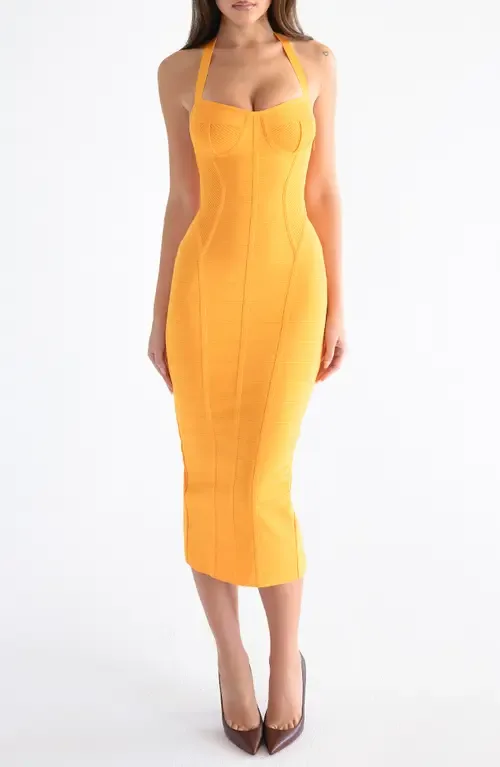 The Sculpt Halter Neck Bandage Midi Dress