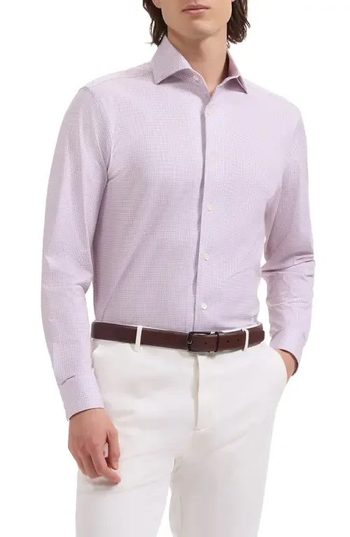 Devon OoohCotton® Optical Grid Print Button-Up Shirt by Bugatchi