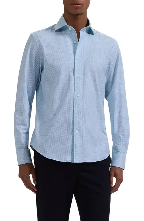 Devon OoohCotton® Optical Grid Print Button-Up Shirt