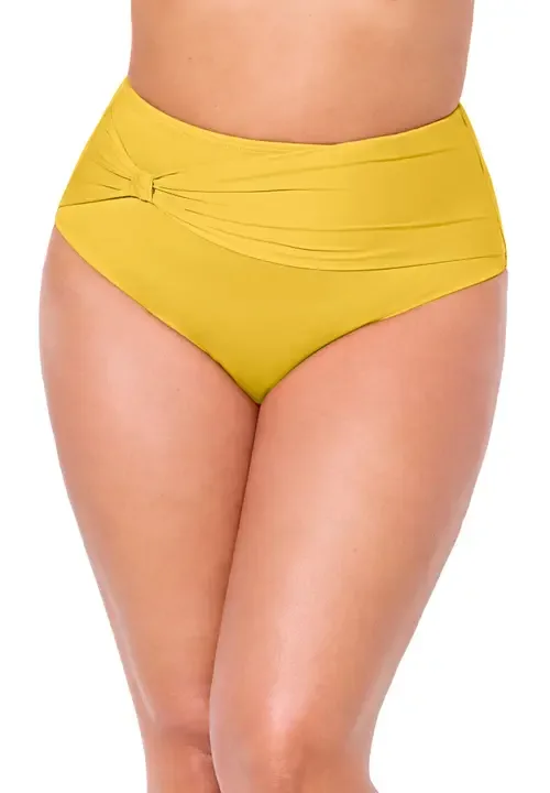 Side Knot Drape Overlay High Waist Swim Brief by Swimsuits for All