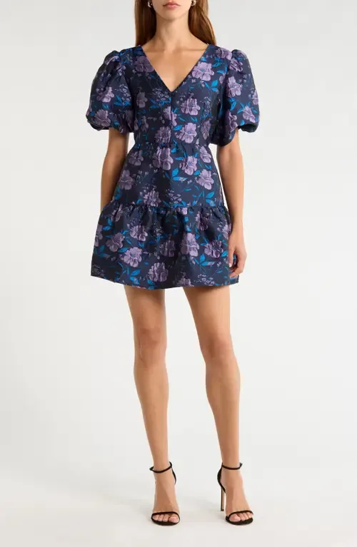 Nicole Floral Jacquard Minidress