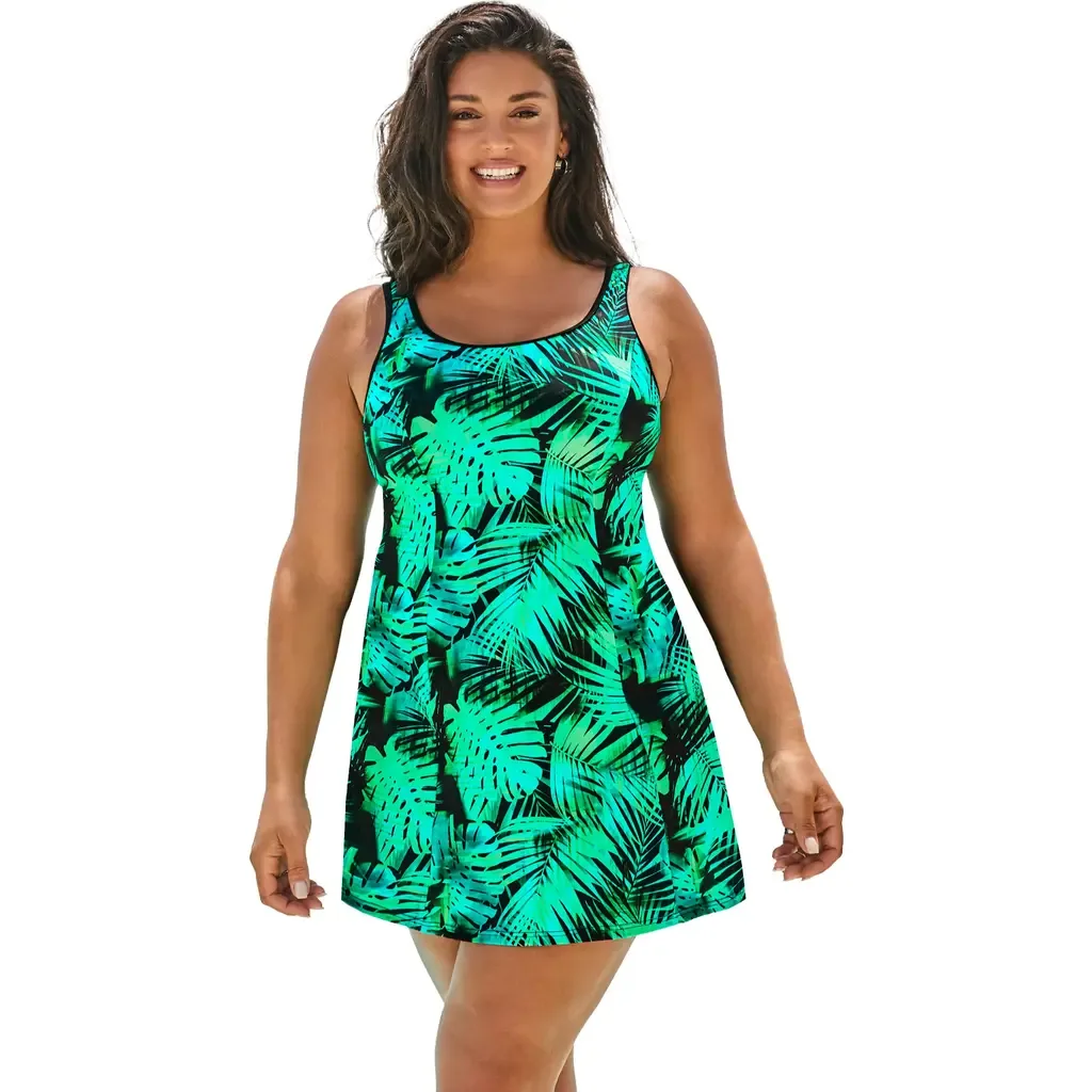 Tummy Control Princess Seam Swimdress by Swimsuits for All