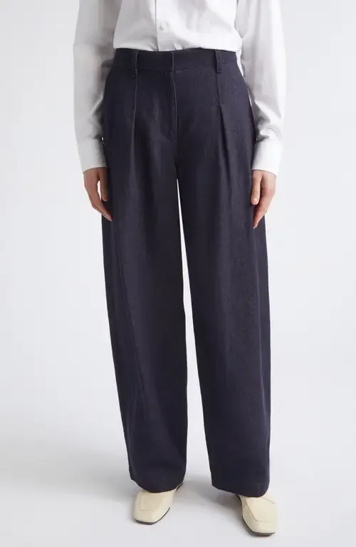 Wyatt Pleated Cotton & Linen Barrel Leg Pants by Lafayette 148 New York