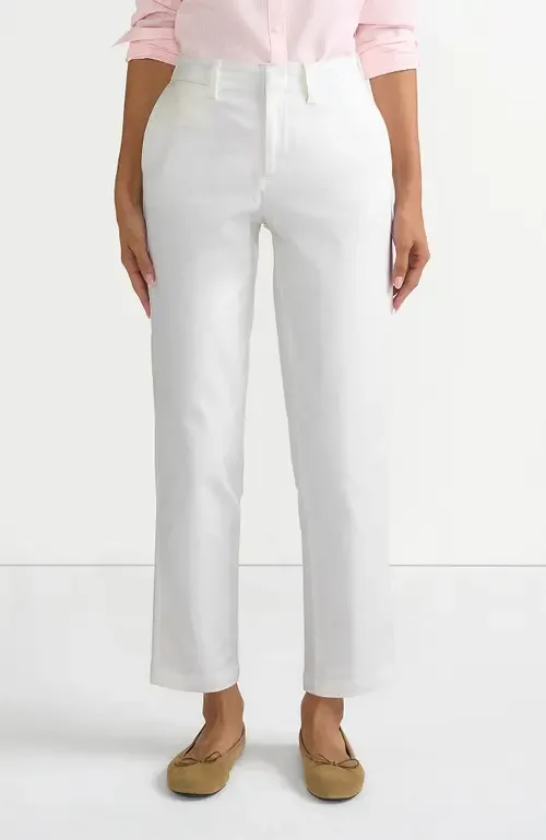 Mid Rise Classic Straight Leg Chino Ankle Pants by Lands' End