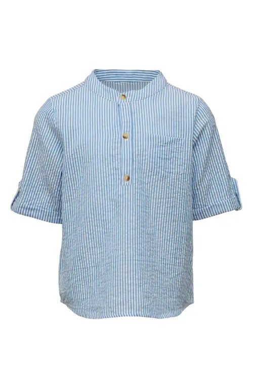 Frankie Stripe Cotton Seersucker Henley Top by Snapper Rock