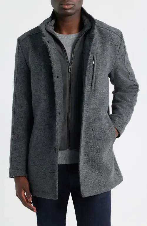 Upton Wool Blend Car Coat with Removable Bib by Johnston & Murphy