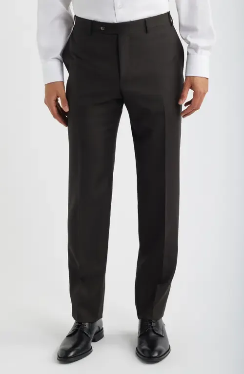 Siena Regular Fit Flat Front Solid Wool Suit Pants by Canali