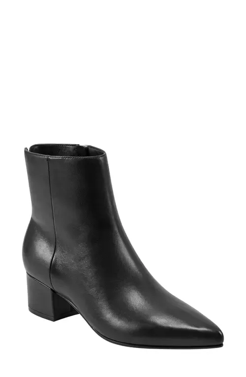 Leonna Pointed Toe Bootie in Black Leather by Marc Fisher LTD
