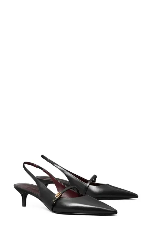 Double T Buckle Slingback Mary Jane Kitten Heel Pump