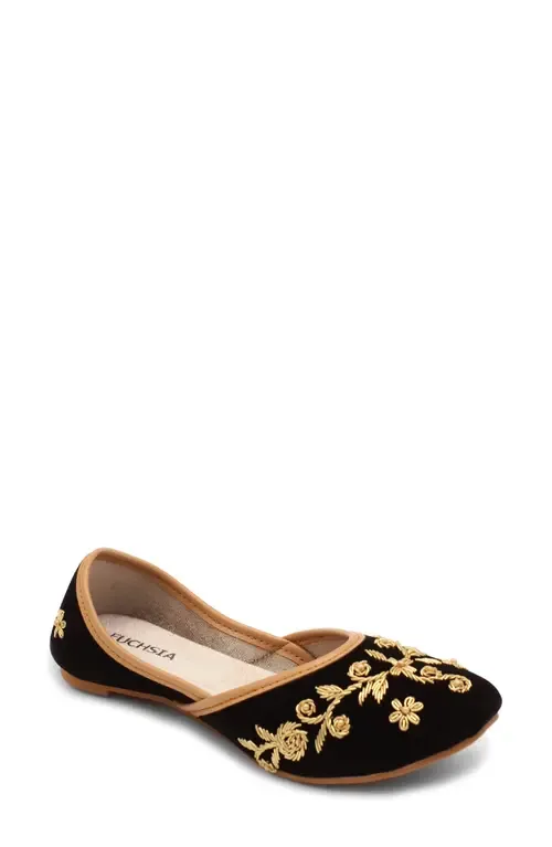 Marina Embroidered Jutti Flat by FUCHSIA