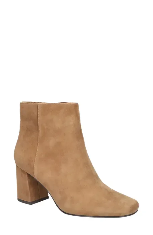 Wilma Block Heel Bootie in Cognac Suede Leather by Bella Vita