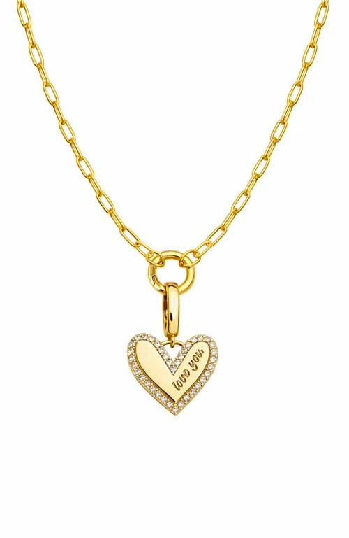 Elena "Love You" Pavé Heart Necklace by DLORIA