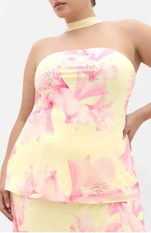 Floral Print Strapless Top & Scarf by City Chic
