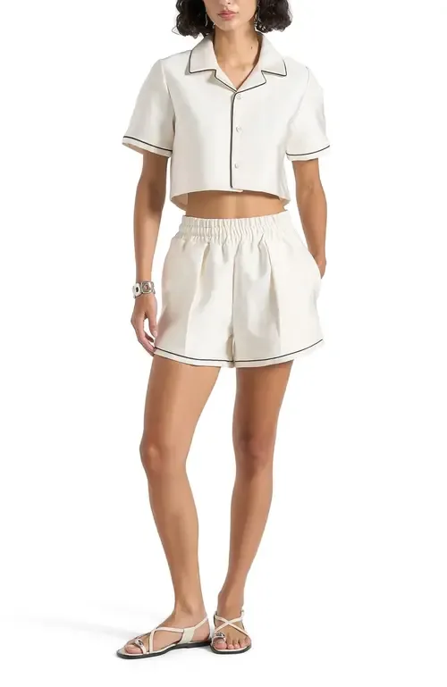 Maude Satin Cropped Shirt with Piping by Manière De Voir