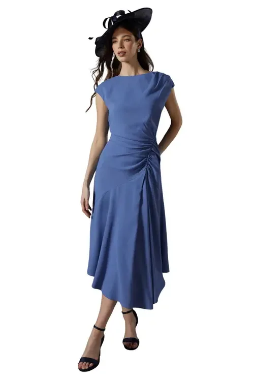 Drape Side Cap Sleeve Midi Dress by Coast