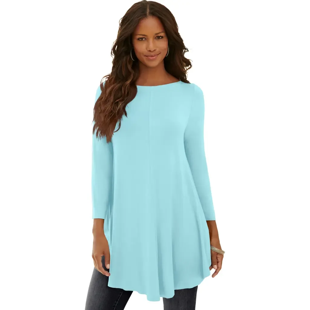 Boatneck Swing Ultra Drape Tunic Top by Roaman's