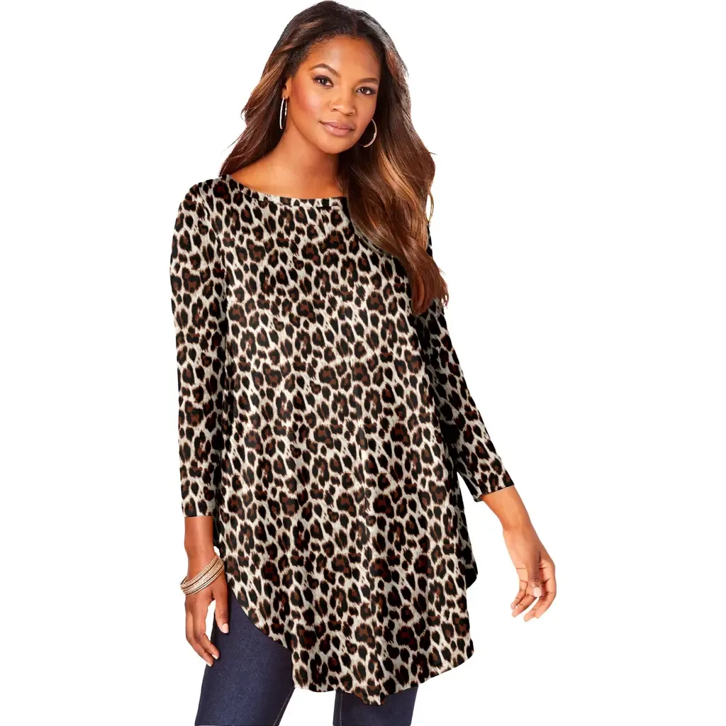 Boatneck Swing Ultra Drape Tunic Top