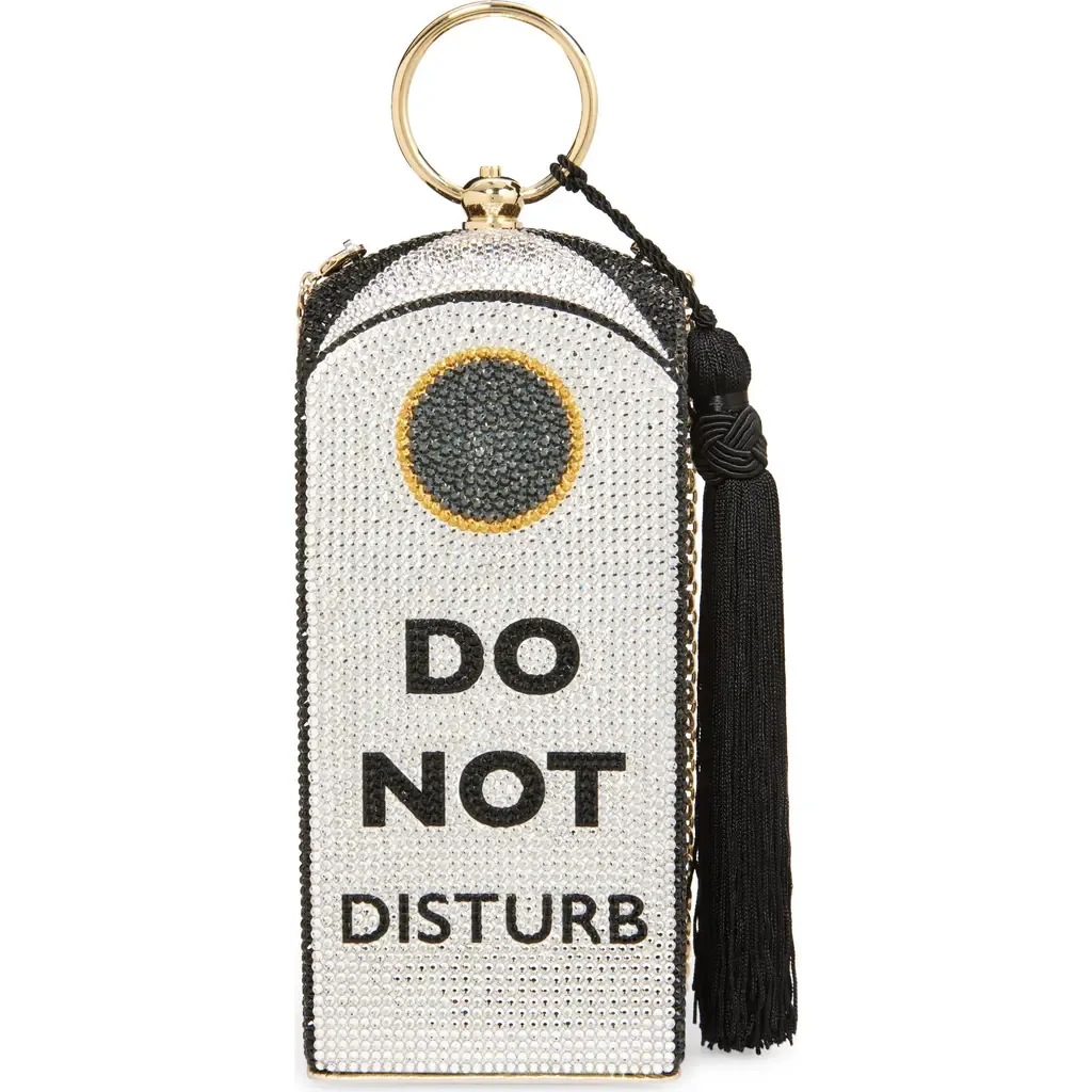 Rectangle Dome Do Not Disturb Crystal Embellished Clutch by JUDITH LEIBER COUTURE