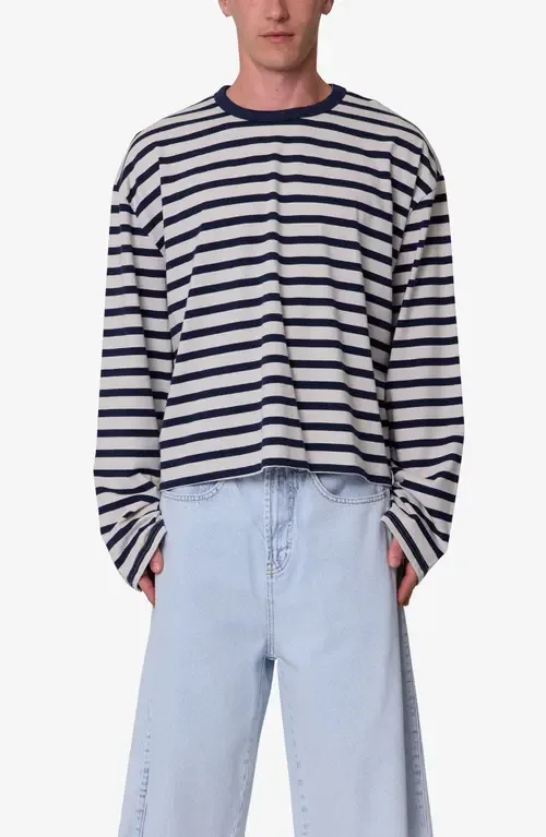 Oversize Stripe Cotton T-Shirt by mnml