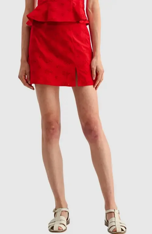 Embroidered Side Slit Miniskort by All in Favor