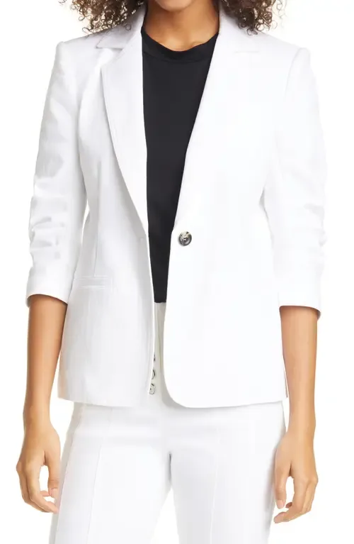 Khloe Ruched Sleeve Denim Blazer by Cinq à Sept
